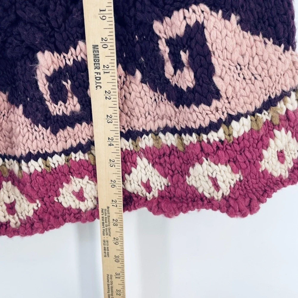 Boston Proper Sweater Poncho Women L Chunky Knit Boho Pink Purple‎ Nordic